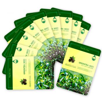 Тканевая маска с экстрактом зеленого чая от FarmStay -набор 10 шт