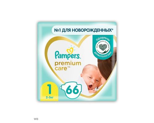 PAMPERS Подгузники Premium Care Newborn (2-5 кг) Экономичная Упаковка 66