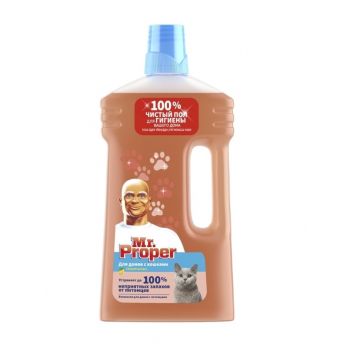 MR PROPER Моющая жидкость для полов и стен для домов с кошками Свежий Цитрус 1л